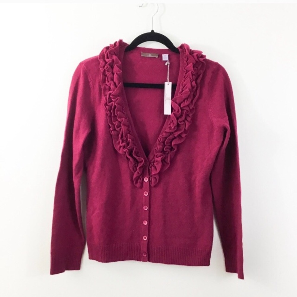 SOLD NWT Cullen 100% Cashmere Ruffle Cardigan